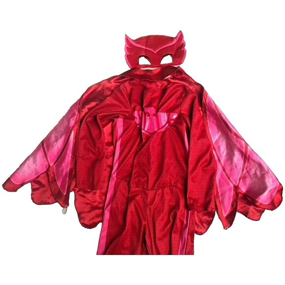 Girl's PJ Mask Owlette Halloween Costume Red & Pink Cape, Mask, & Suit -Sz 4-6x - Picture 1 of 4